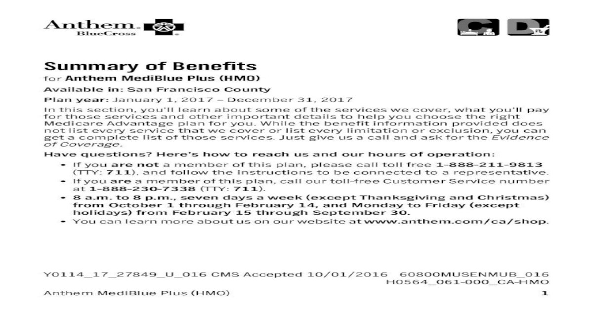 Summary of Benefits Barricks · 2016. 10. 4. · Summary of Benefits for