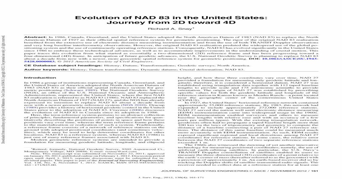 Evolution of NAD 83 in the United States: Journey from 2D - [PDF Document]