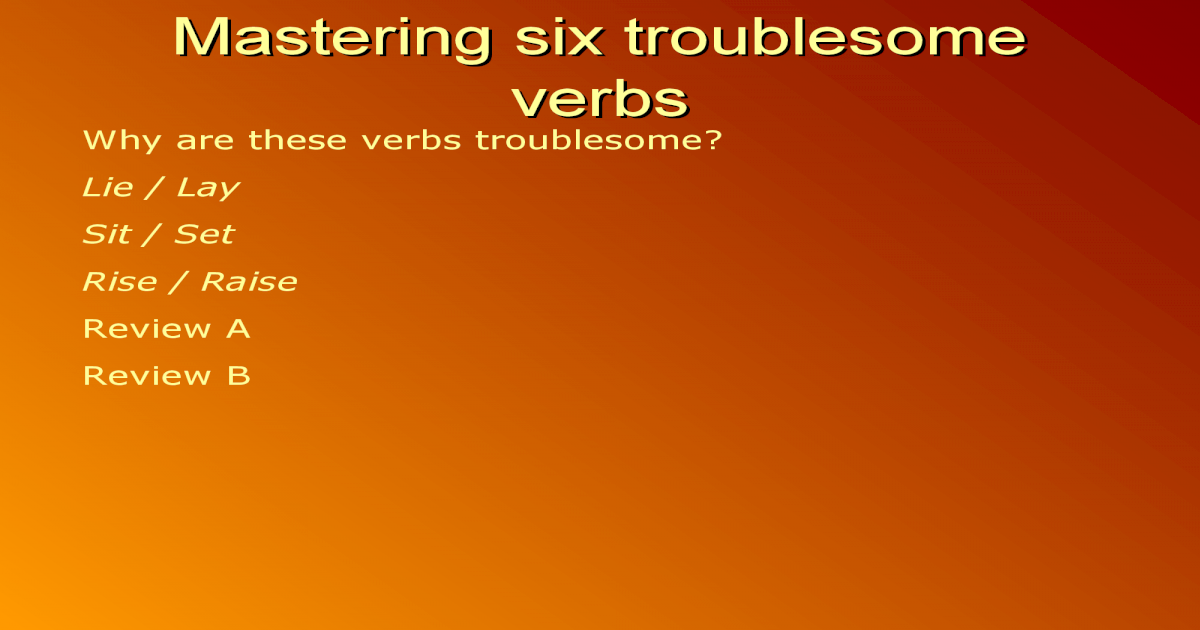 Troublesome Verbs Worksheet Pdf
