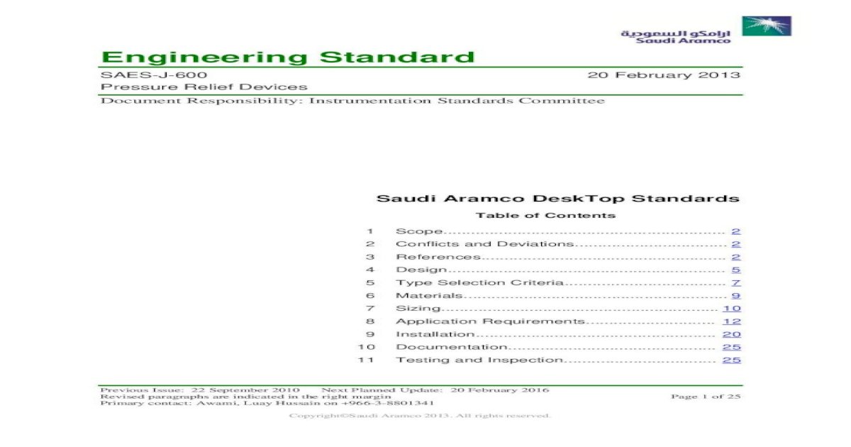 Saudi Aramco Engineering Standard 2019 04 13 Saudi Aramco Inspection 