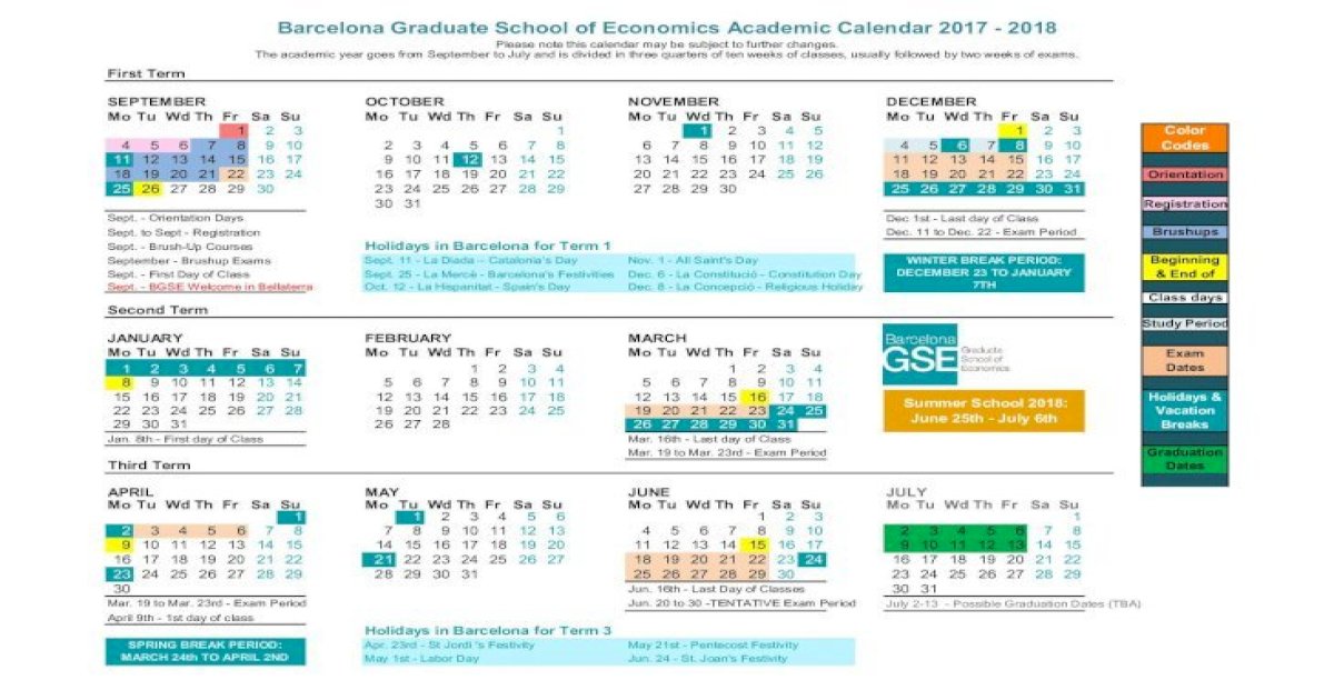 Barcelona GSE Academic Calendar 201718 ??2017090623242526272829