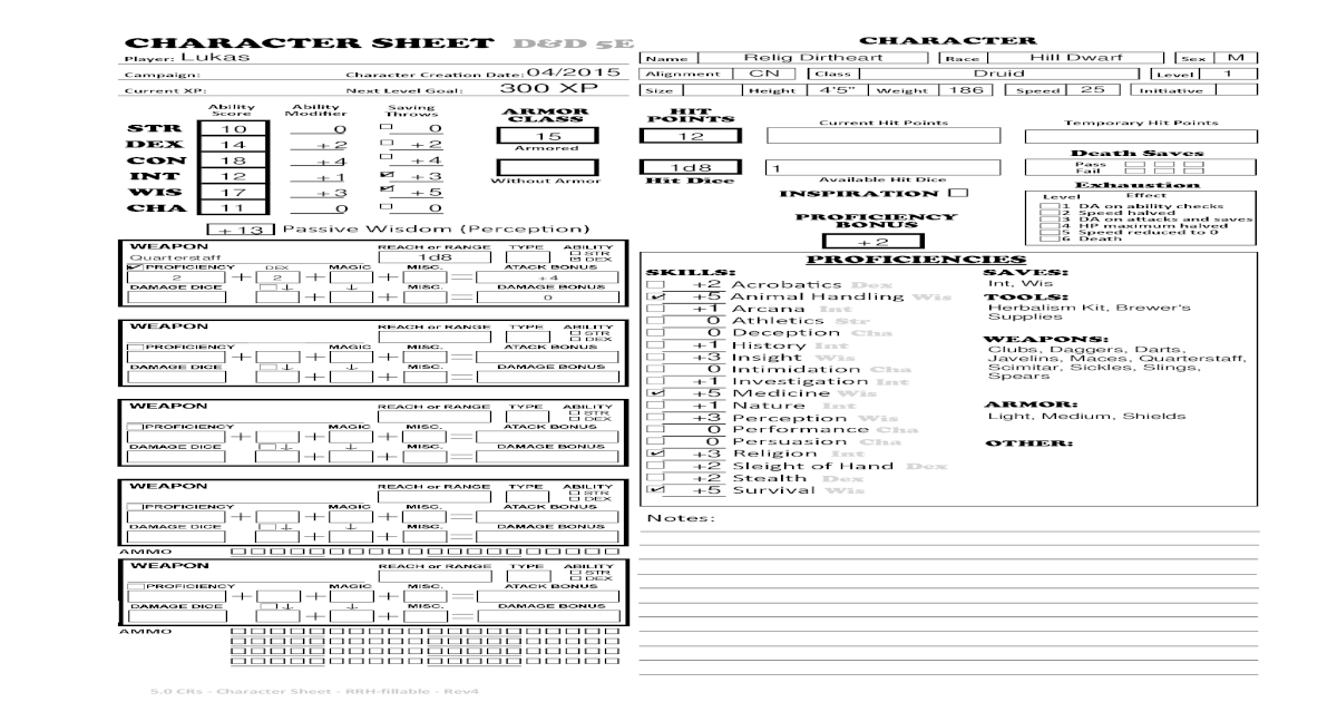 Character Sheet - Blank - [PDF Document]